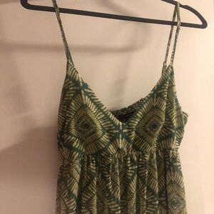Forever 21 Green and Tan Patterned Dress